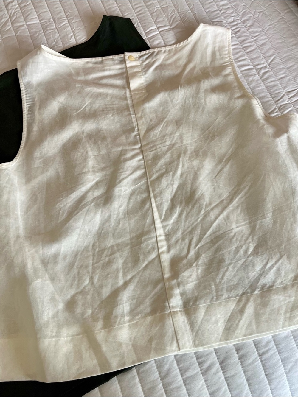 NWT Uniqlo Women Linen Blend Tank Top Size L Dark Green & White - Picture 4 of 6